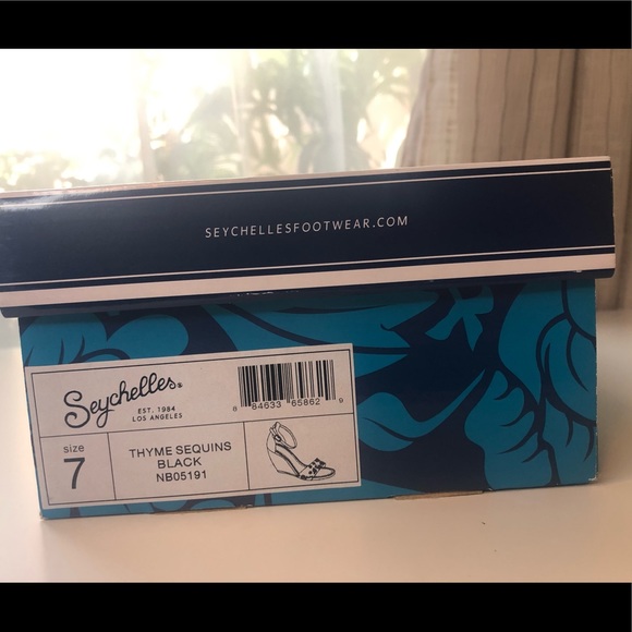 Seychelles Black Sequin Thyme Wedge Sandals - Picture 6 of 7